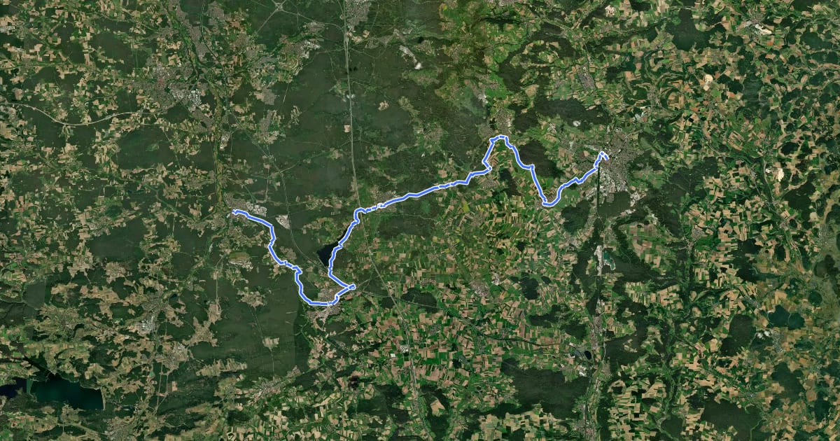 Маршрут Fränkischer WasserRadweg - Etappe 1 на спутниковом снимке