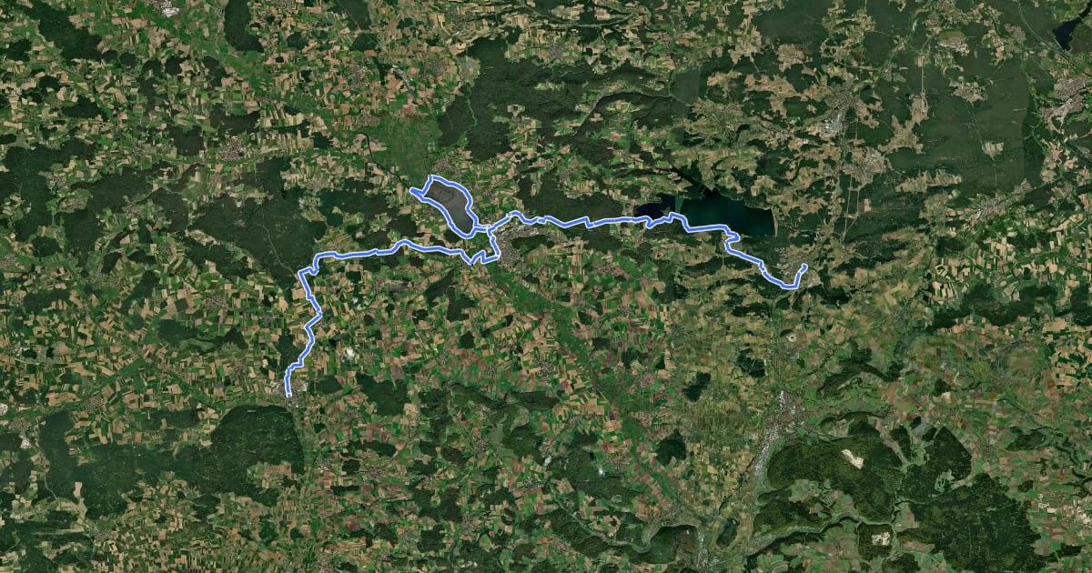 Маршрут Fränkischer WasserRadweg - Etappe 4 на спутниковом снимке