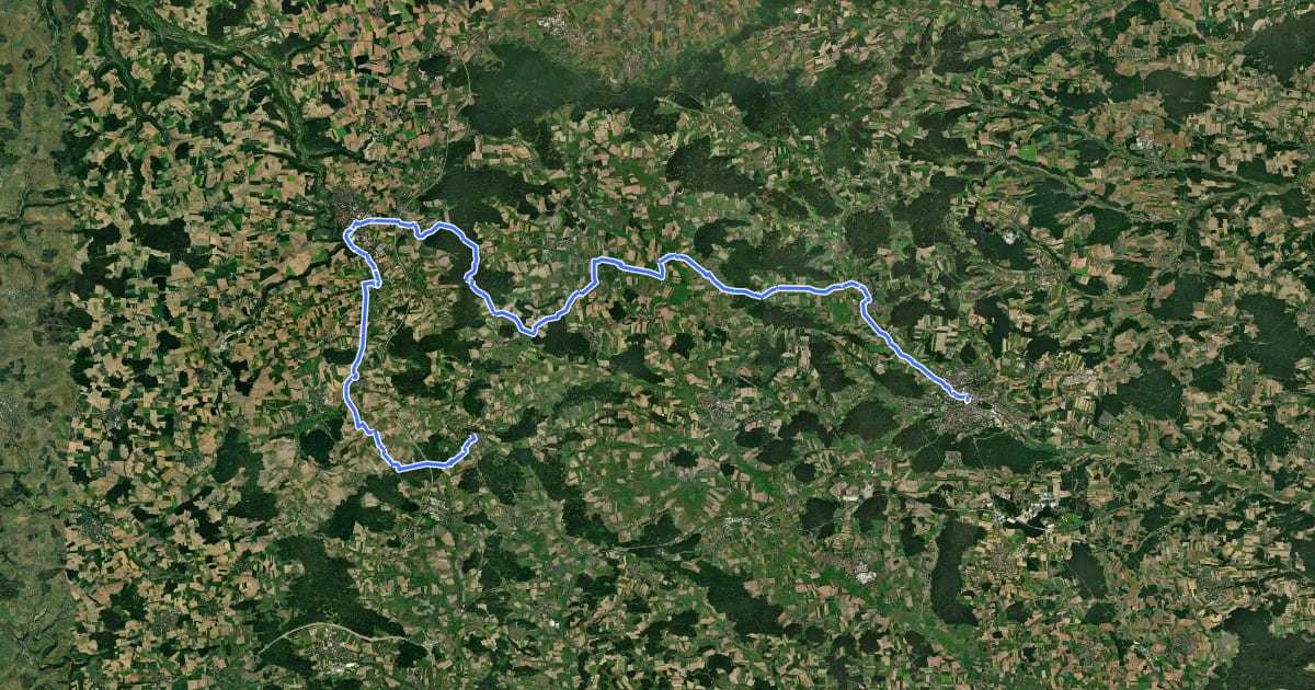 Маршрут Fränkischer WasserRadweg - Etappe 6 на спутниковом снимке