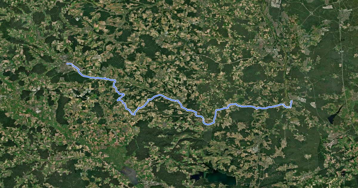 Маршрут Fränkischer WasserRadweg - Etappe 7 на спутниковом снимке