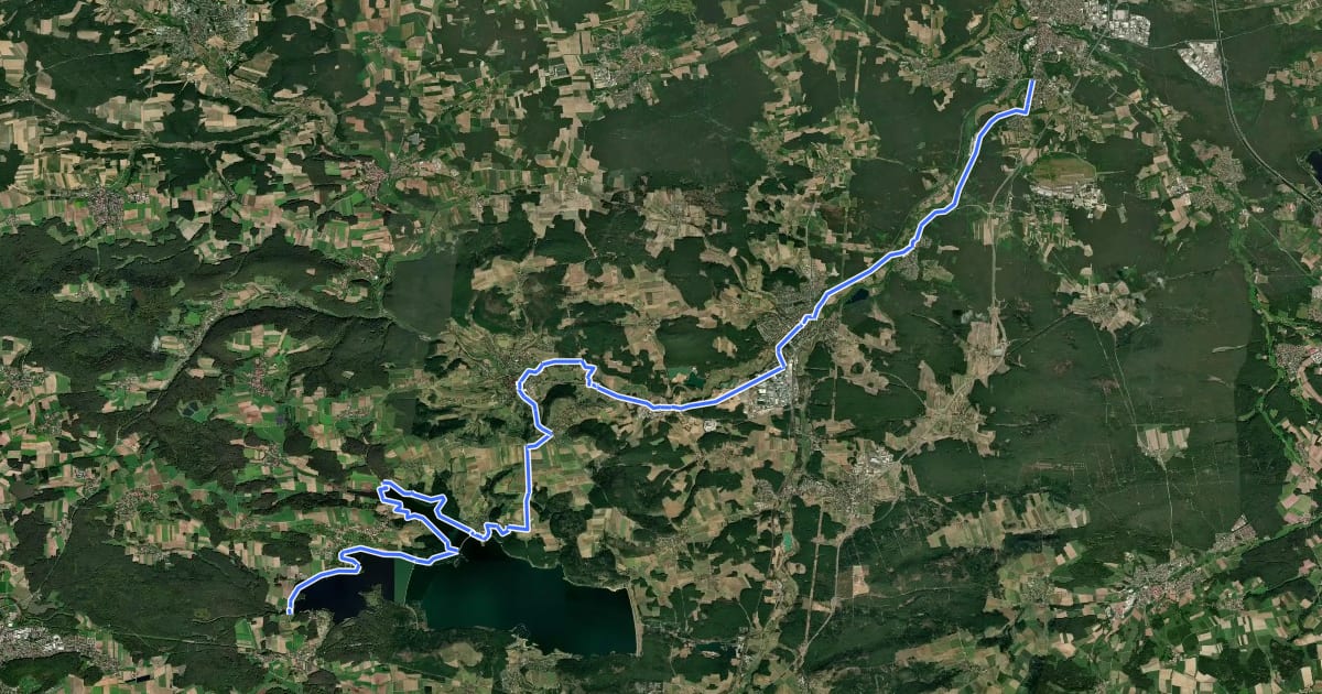 Маршрут Fränkischer WasserRadweg Zwischenroute 2 на спутниковом снимке