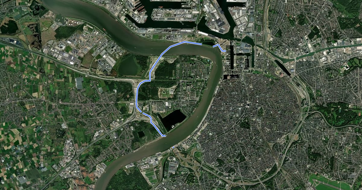 Маршрут FR10 Fietssnelweg ringfietspad Antwerpen (wenslijn) на спутниковом снимке