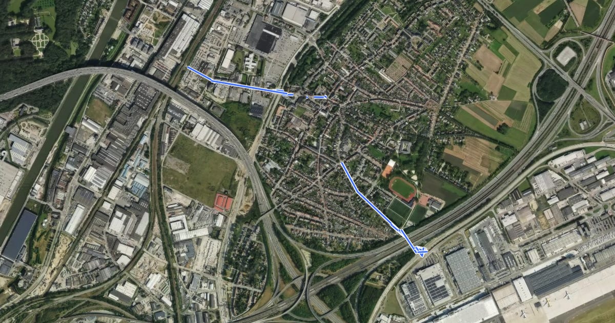 Маршрут FR20 Fietssnelweg Machelen на спутниковом снимке