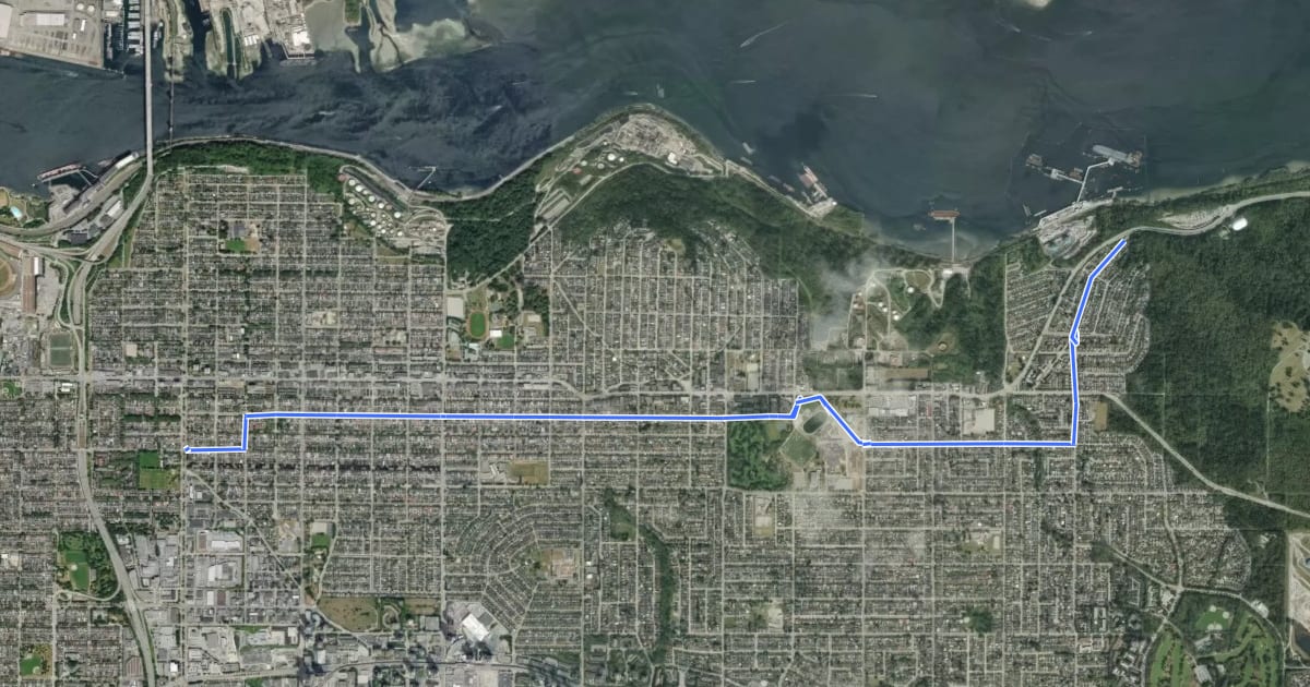 Маршрут Frances/Union Bikeway на спутниковом снимке