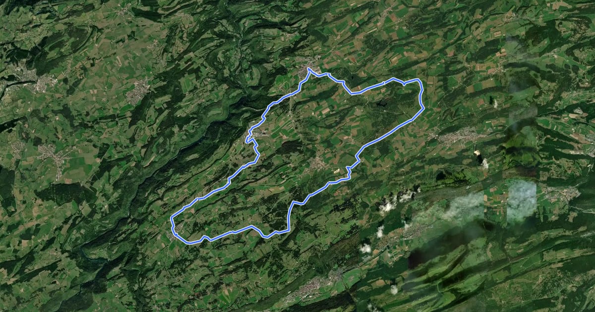 Маршрут Franches-Montagnes Tour на спутниковом снимке