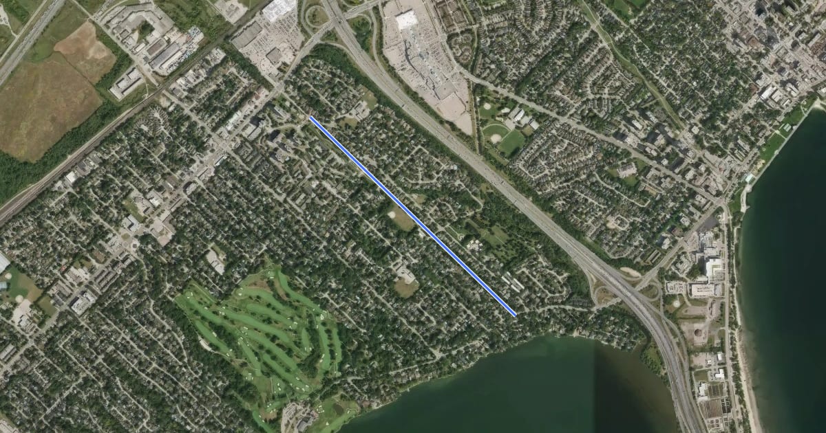 Маршрут Francis Road Bikeway на спутниковом снимке