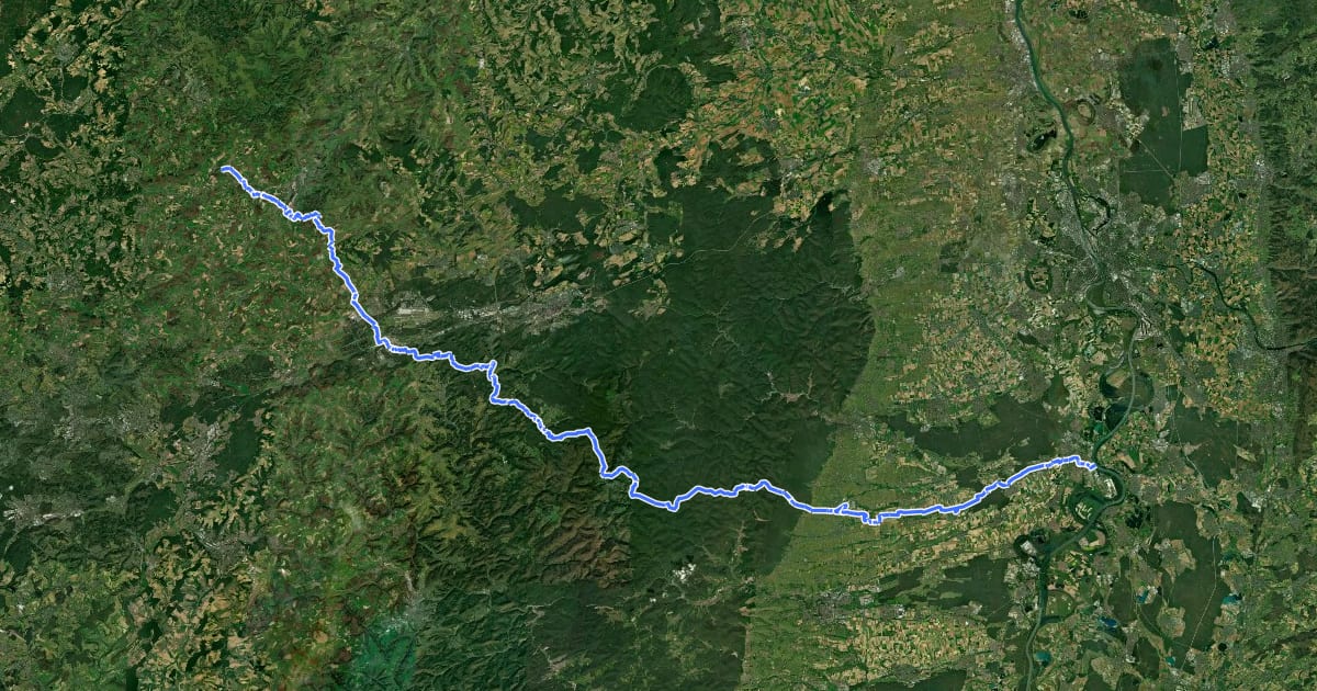 Маршрут Franken-Hessen-Kurpfalz-Weg Teil 2 на спутниковом снимке