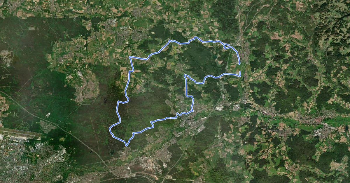 Маршрут Frankenalb 1: Radwanderweg на спутниковом снимке