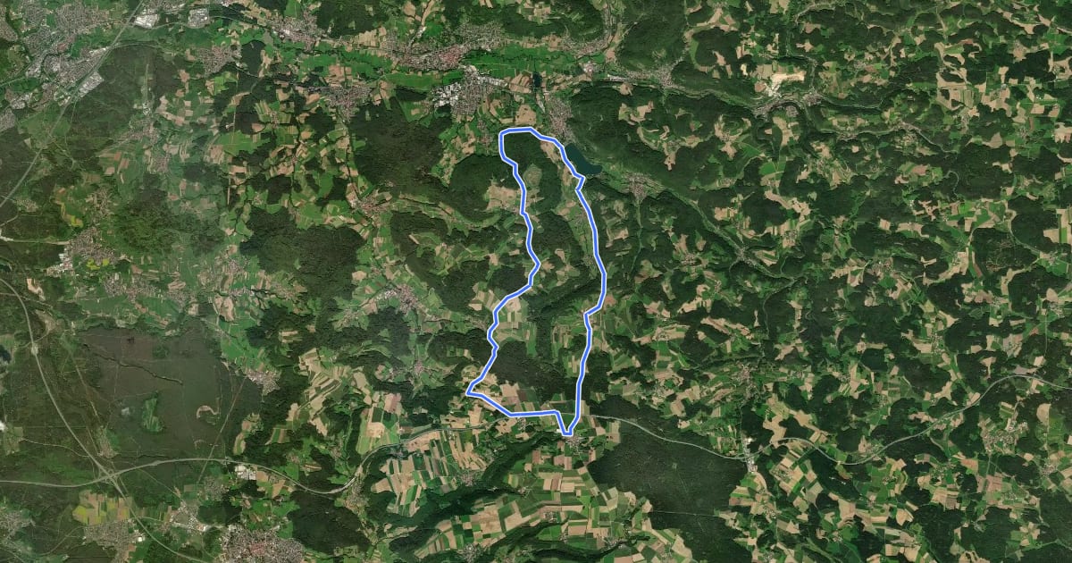 Маршрут Frankenalb 10: Radwanderweg на спутниковом снимке