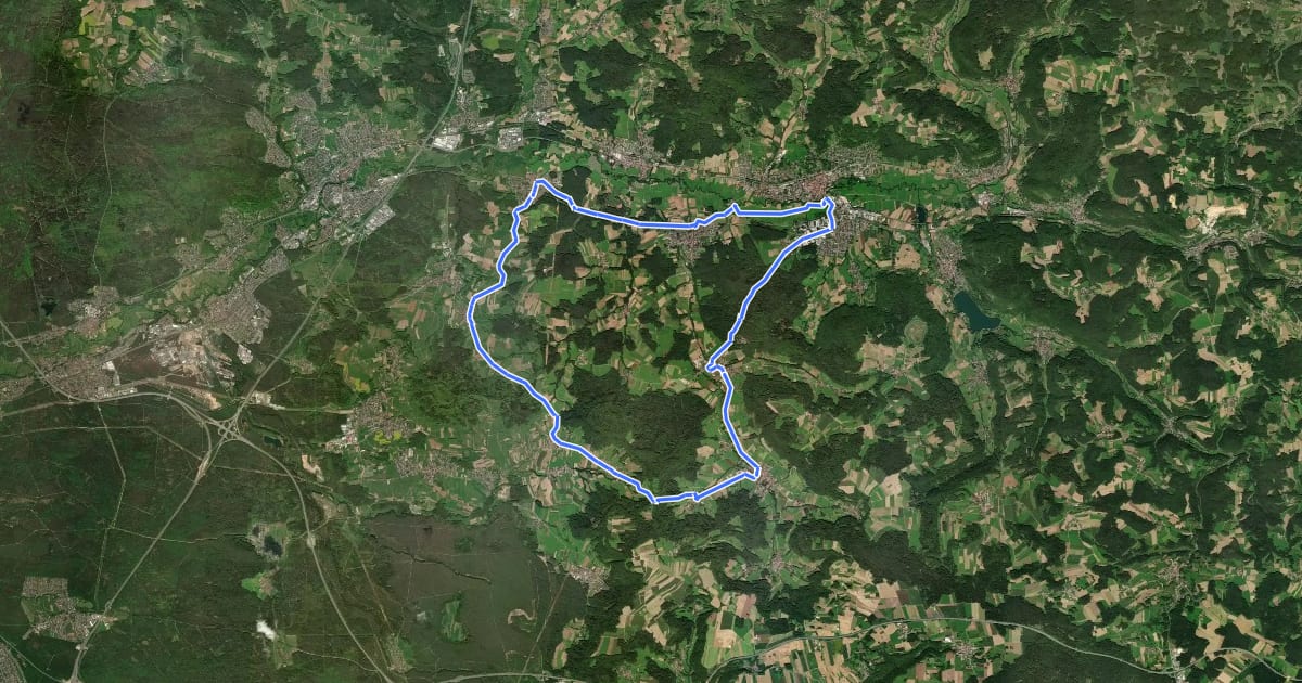 Маршрут Frankenalb 11: Radwanderweg на спутниковом снимке