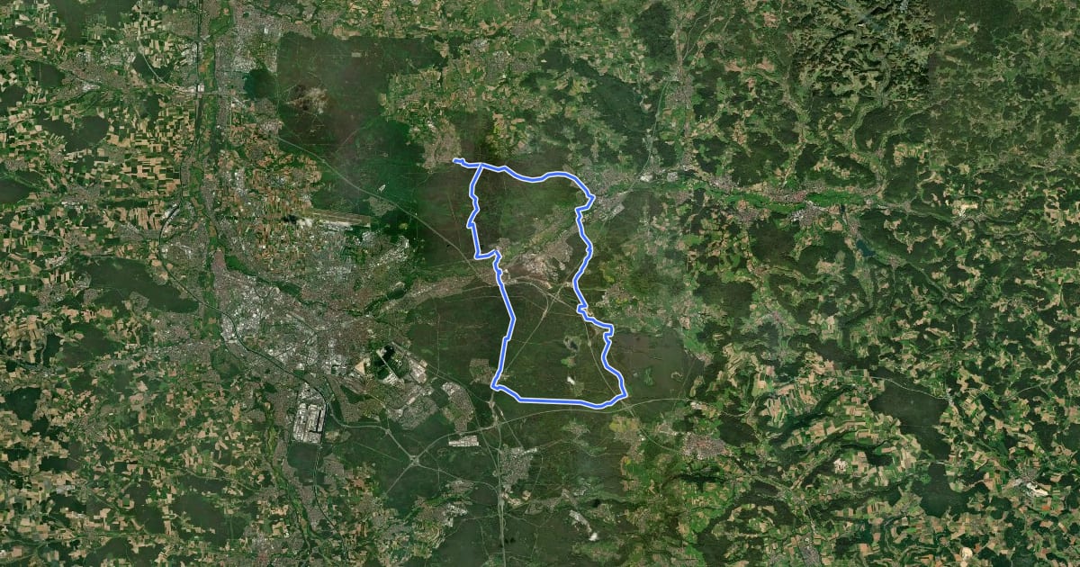 Маршрут Frankenalb 19: Radwanderweg на спутниковом снимке