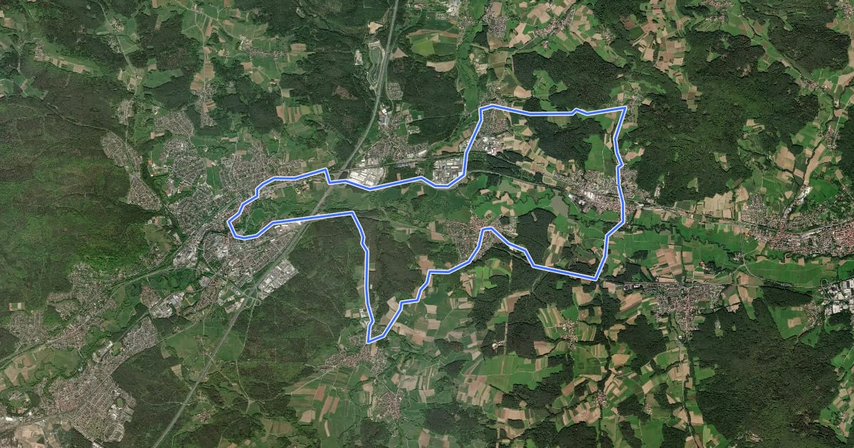 Маршрут Frankenalb 2: Radwanderweg на спутниковом снимке