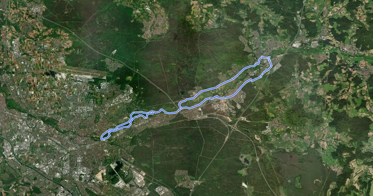 Маршрут Frankenalb 20: Radwanderweg на спутниковом снимке