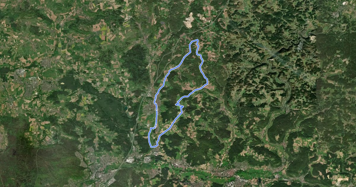 Маршрут Frankenalb 4: Radwanderweg на спутниковом снимке