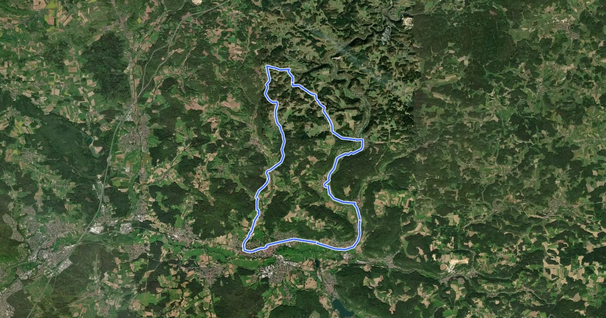 Маршрут Frankenalb 7: Radwanderweg на спутниковом снимке