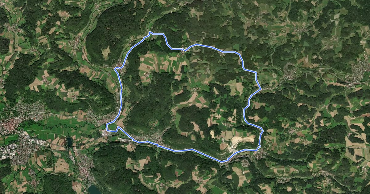 Маршрут Frankenalb 8: Radwanderweg на спутниковом снимке