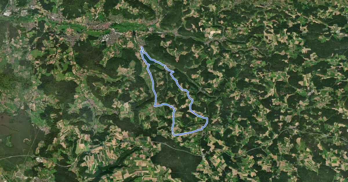 Маршрут Frankenalb 9: Radwanderweg на спутниковом снимке