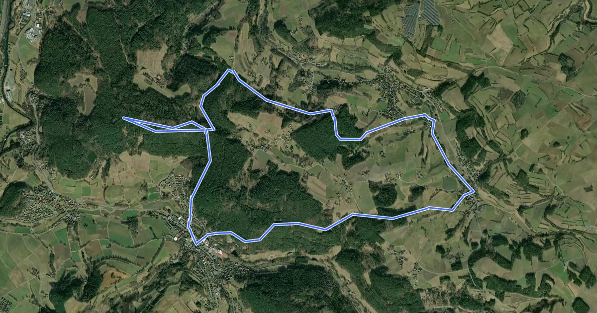 Маршрут Frankenwaldsteigla Stübengrabenweg на спутниковом снимке
