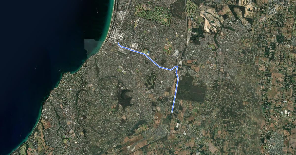 Маршрут Frankston-Baxter Trail на спутниковом снимке