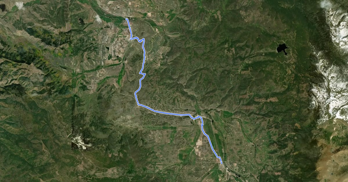 Маршрут Fraser to Granby Trail на спутниковом снимке