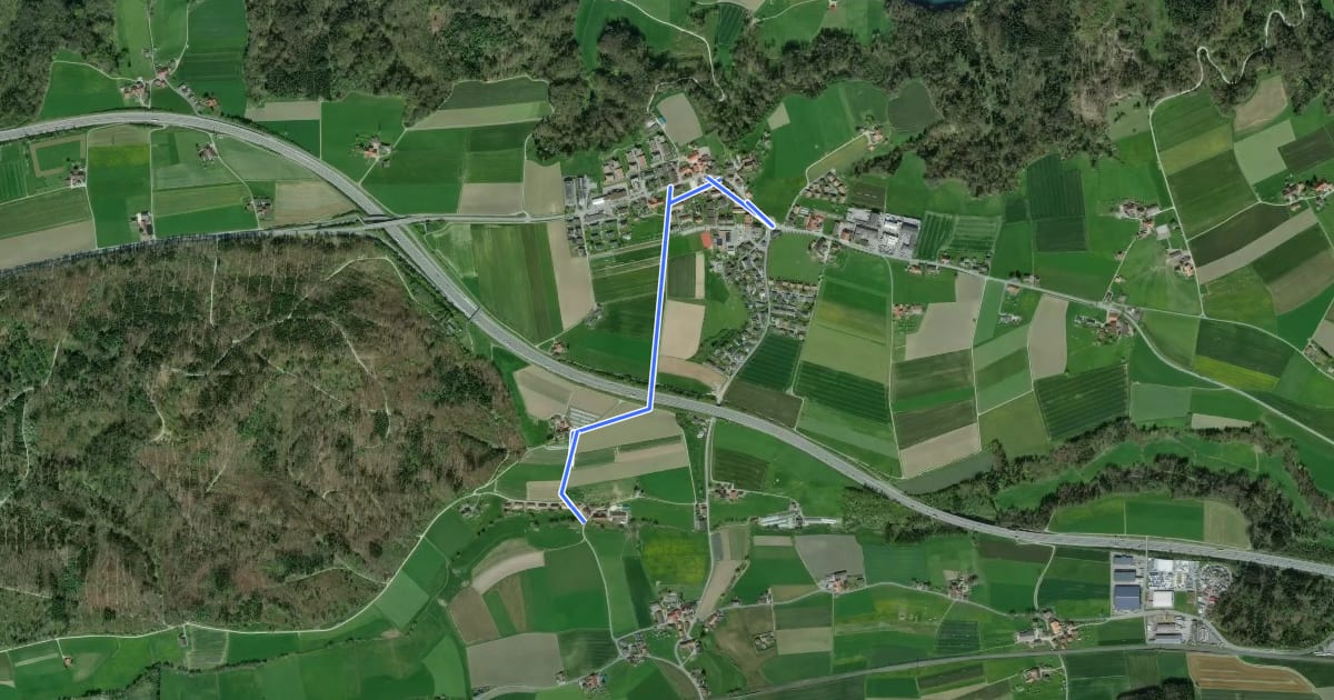 Маршрут Frauenkappelen/Post - Riedbach/Mühle на спутниковом снимке