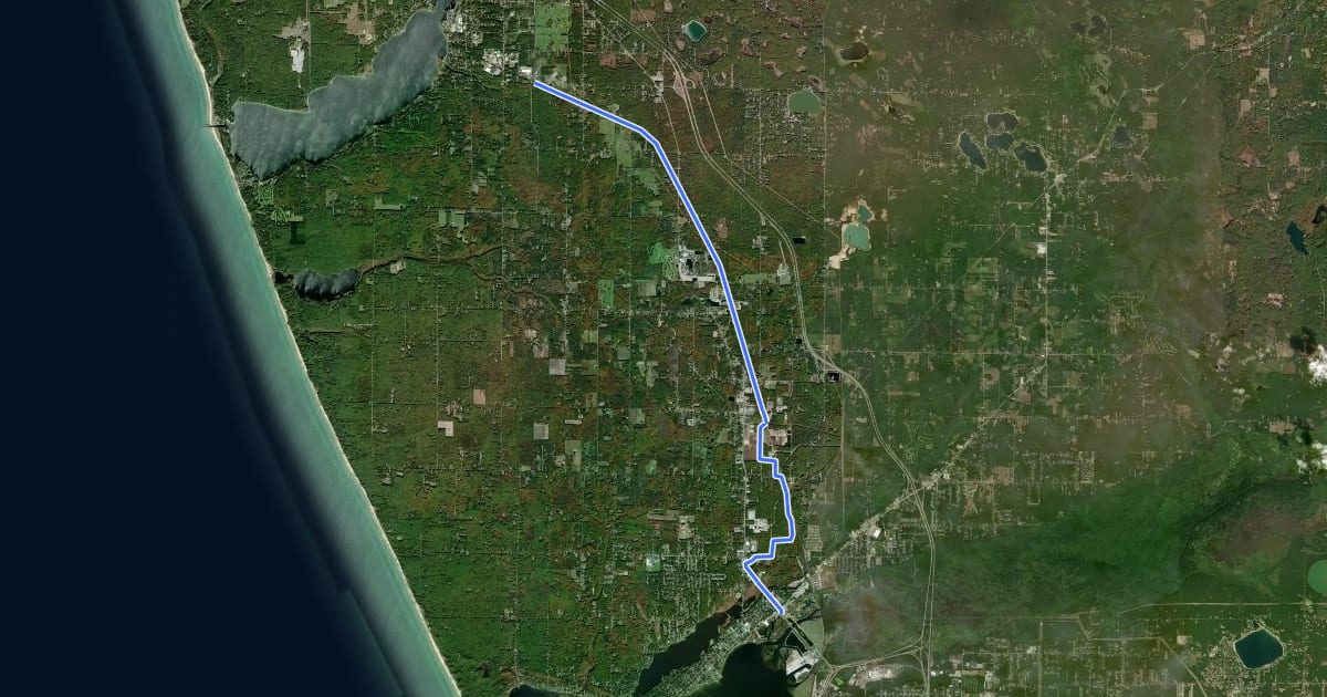 Маршрут Fred Meijer Berry Junction Trail на спутниковом снимке