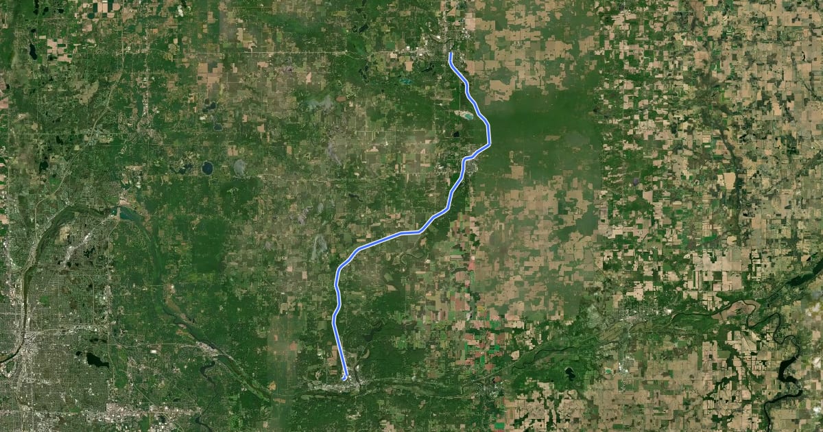 Маршрут Fred Meijer Flat River Valley Rail Trail на спутниковом снимке