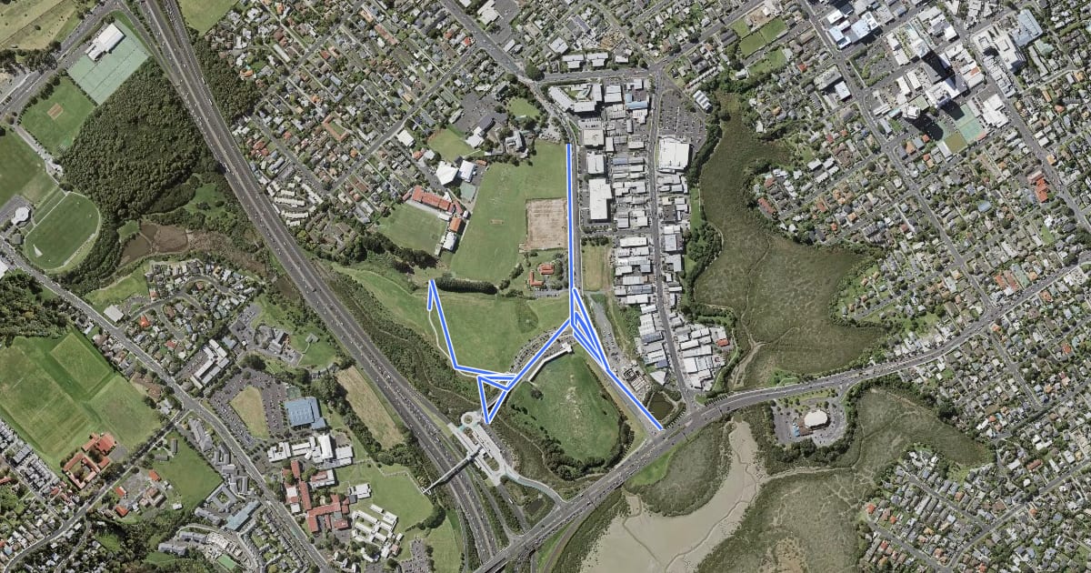 Маршрут Fred Thomas Drive Shared Path на спутниковом снимке