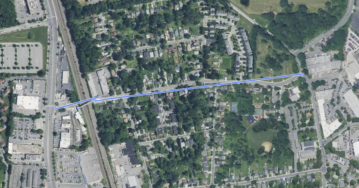 Маршрут Frederick Avenue на спутниковом снимке