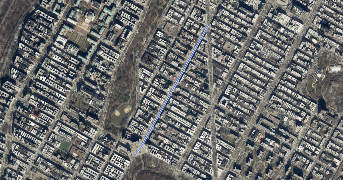 Маршрут Frederick Douglass Boulevard на спутниковом снимке