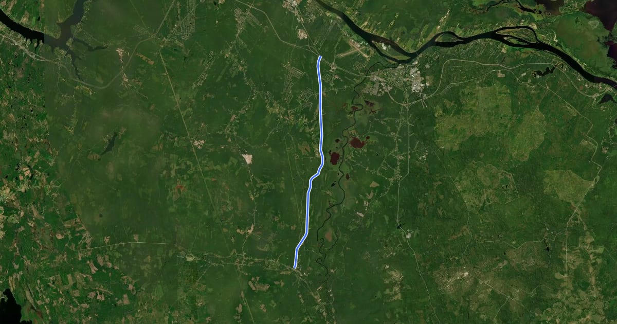 Маршрут Fredericton to Fredericton Junction на спутниковом снимке