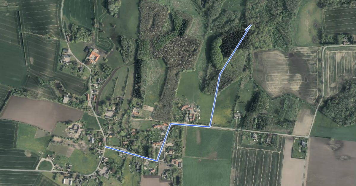 Маршрут Fredskovsporet Approach B на спутниковом снимке