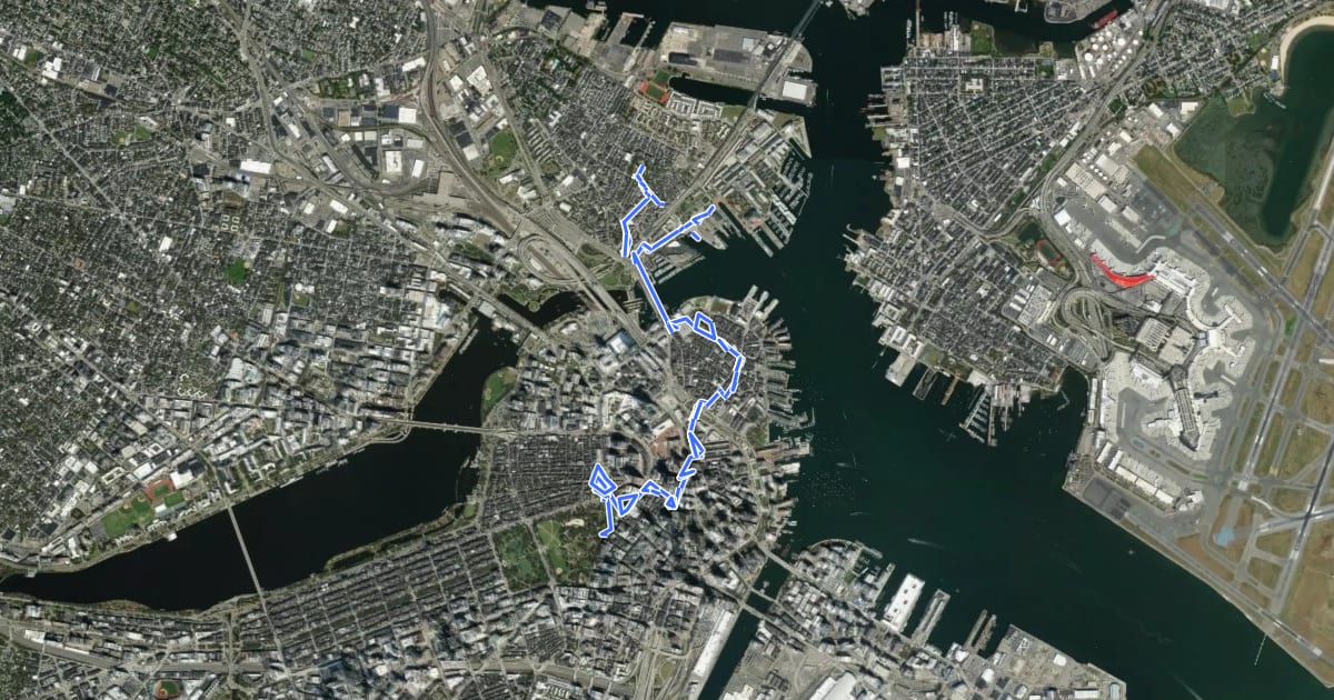 Маршрут Freedom Trail на спутниковом снимке