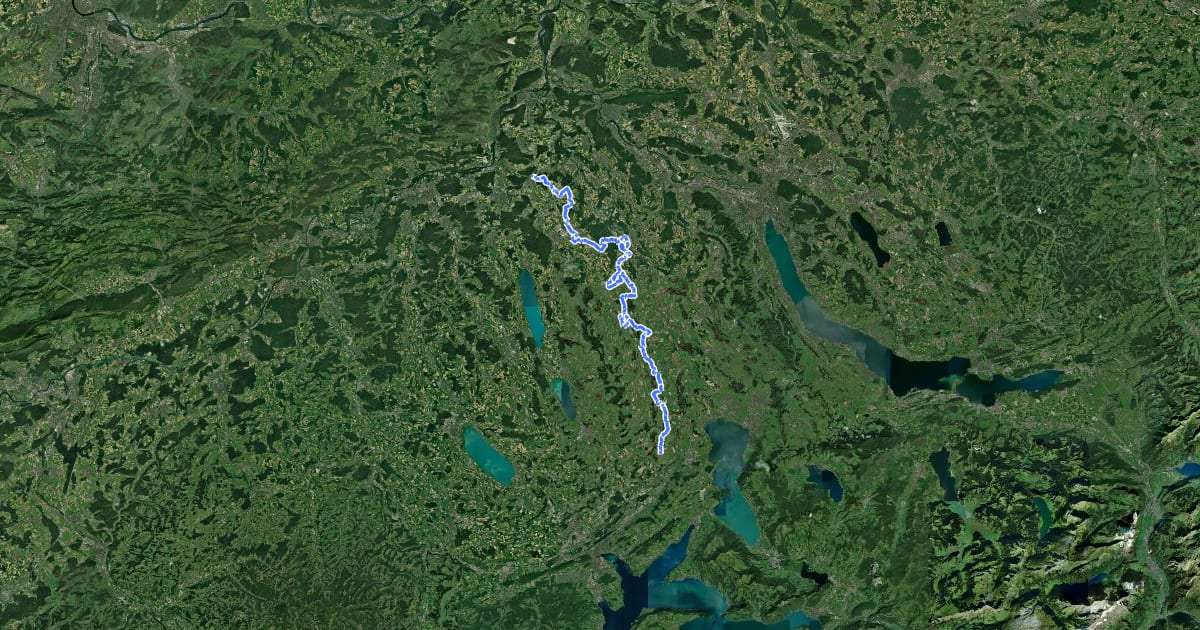 Маршрут Freiämterweg Talroute на спутниковом снимке