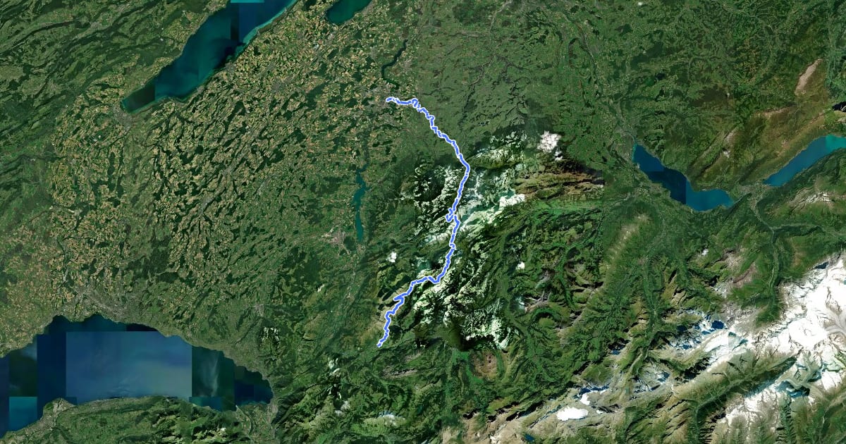 Маршрут Freiburger Voralpenweg на спутниковом снимке