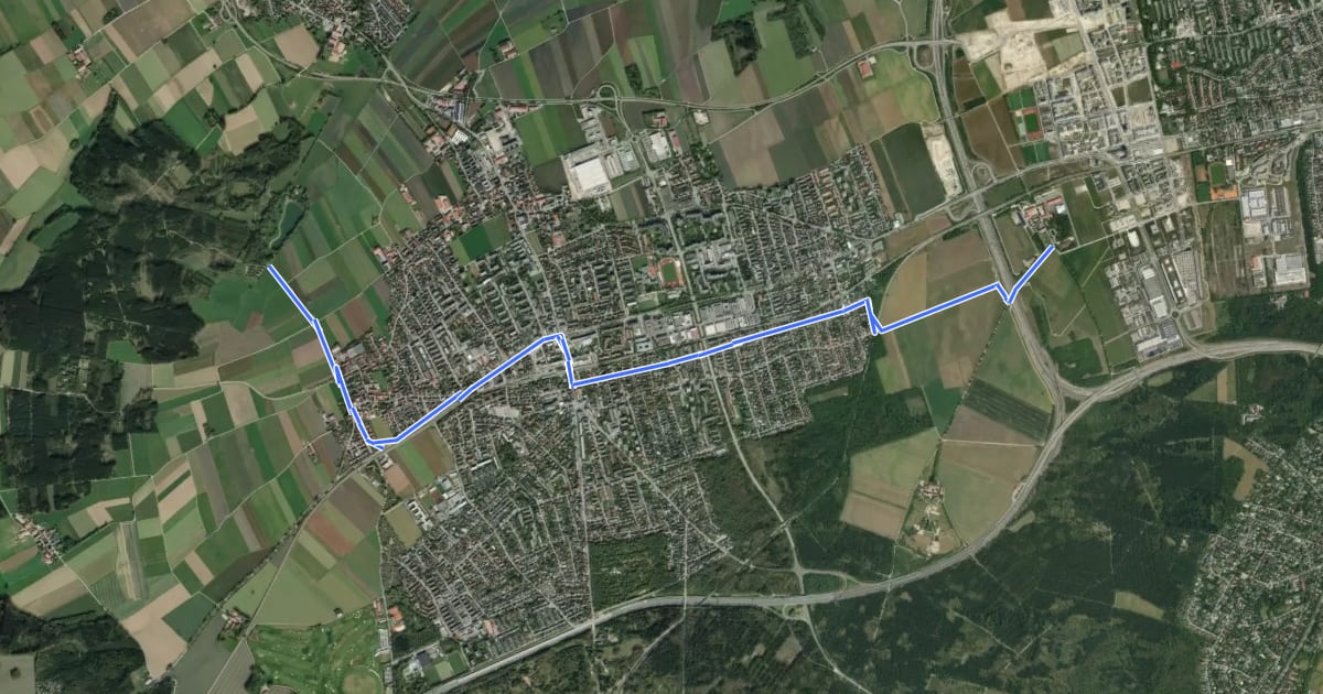Маршрут Freiham - Harthaus - Germering - Germeringer See на спутниковом снимке