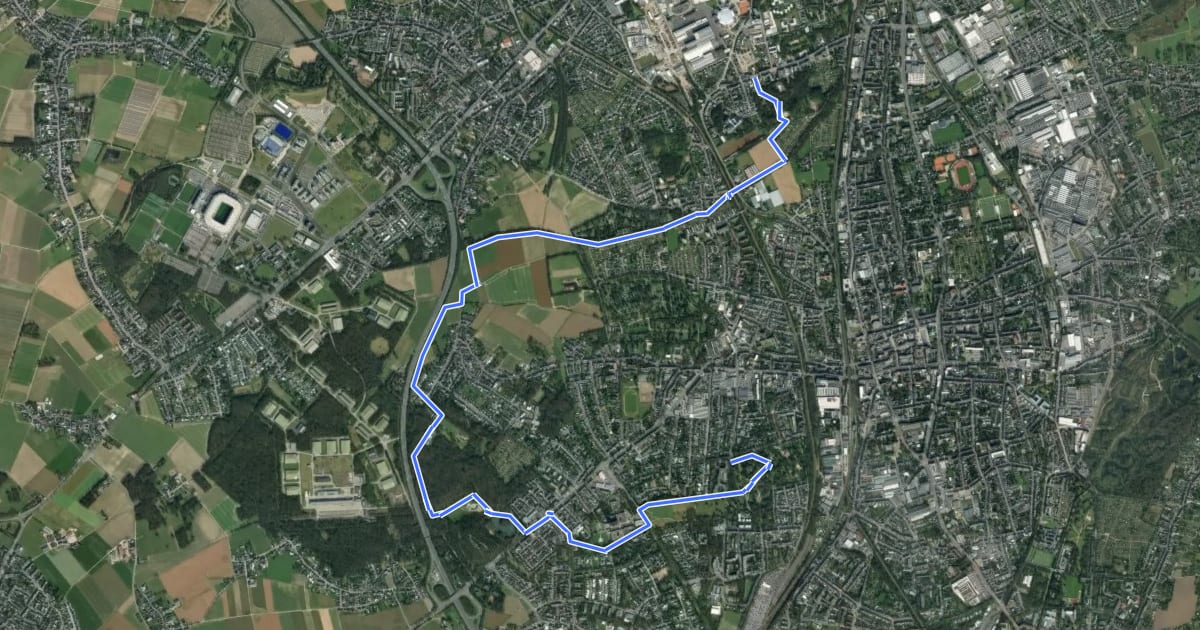 Маршрут Freizeitpark Dahl - Schmölderpark Rheydt на спутниковом снимке