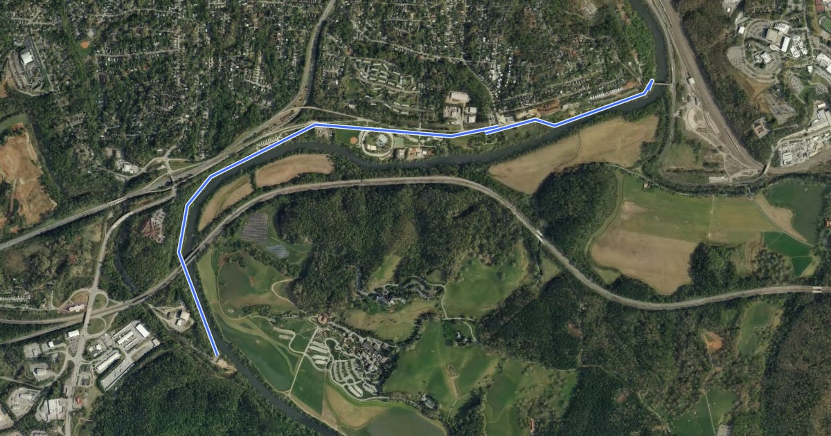 Маршрут French Broad River Greenway на спутниковом снимке