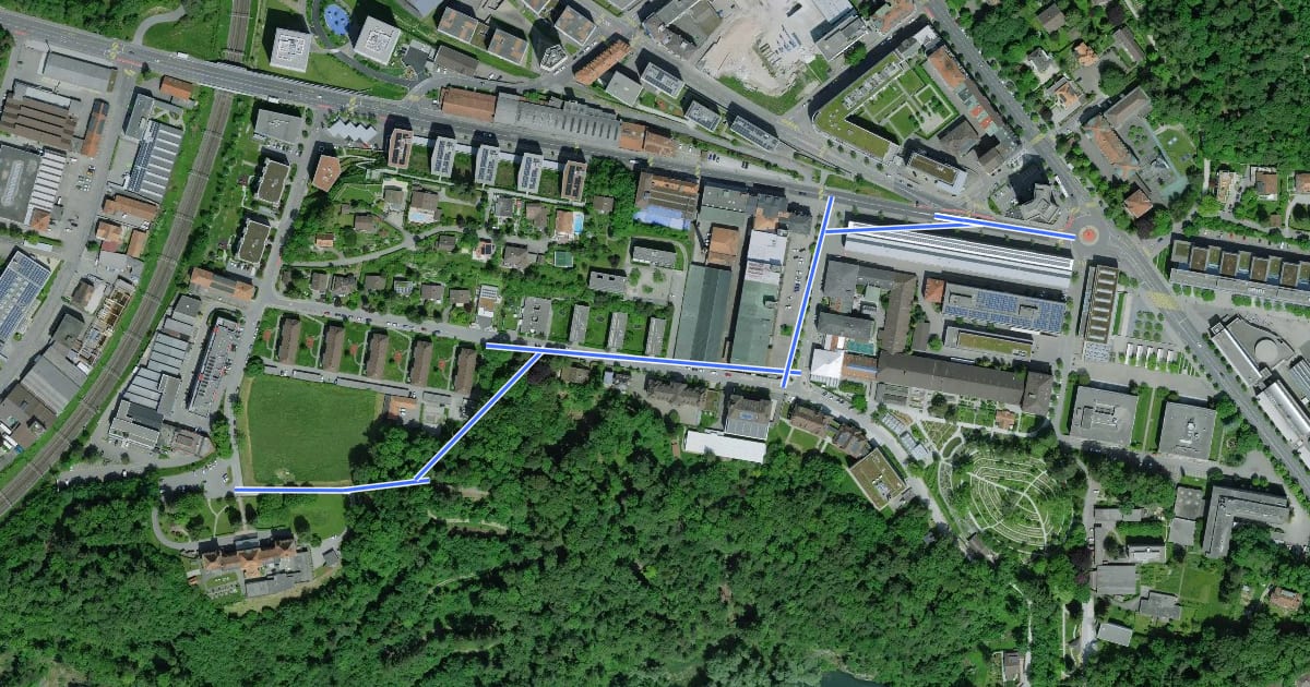 Маршрут Fribourg Beau-Site - Les Charmettes на спутниковом снимке