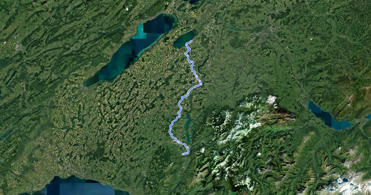 Маршрут Fribourg en diagonale на спутниковом снимке