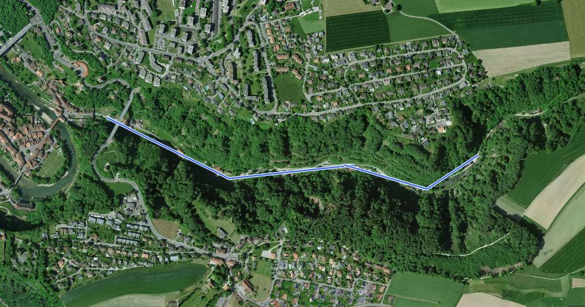 Маршрут Fribourg, vieux moulins на спутниковом снимке