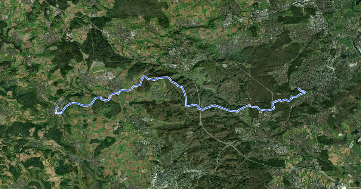 Маршрут Friedrich-Wertz-Weg Stuttgart - Weil der Stadt на спутниковом снимке