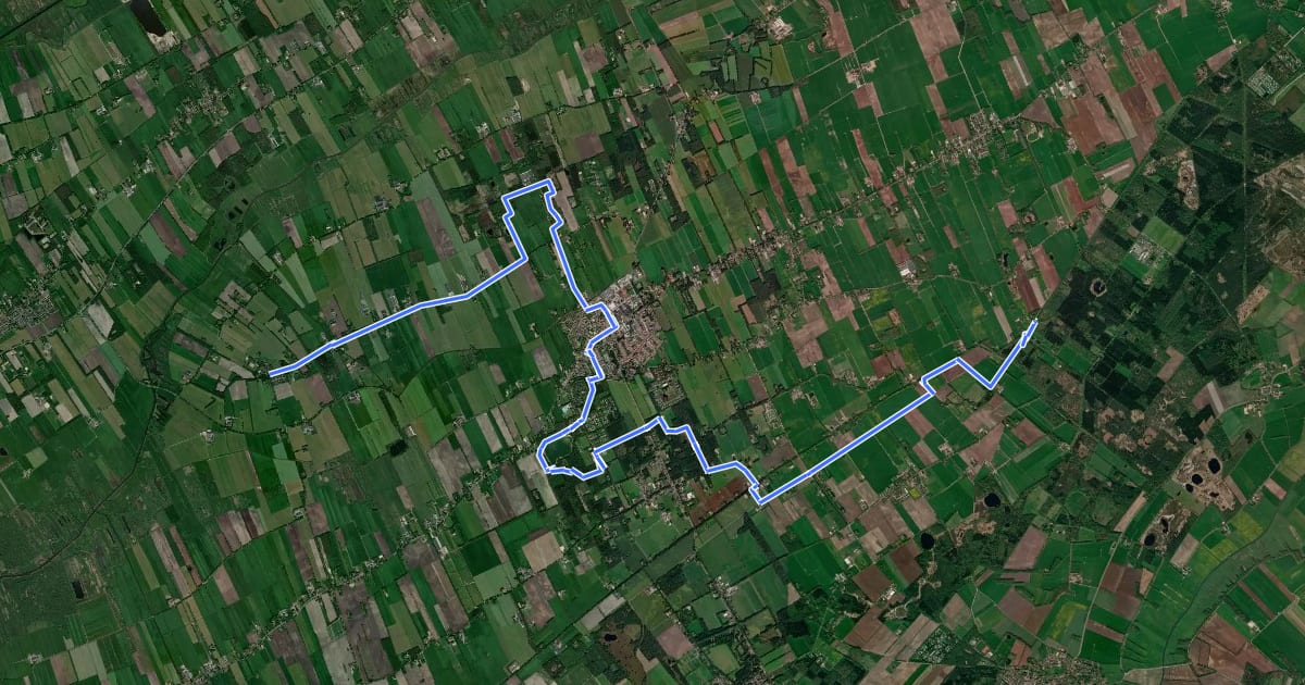 Маршрут Friese Woudenpad - 12 - Kolonievaart-De-Hoeve на спутниковом снимке