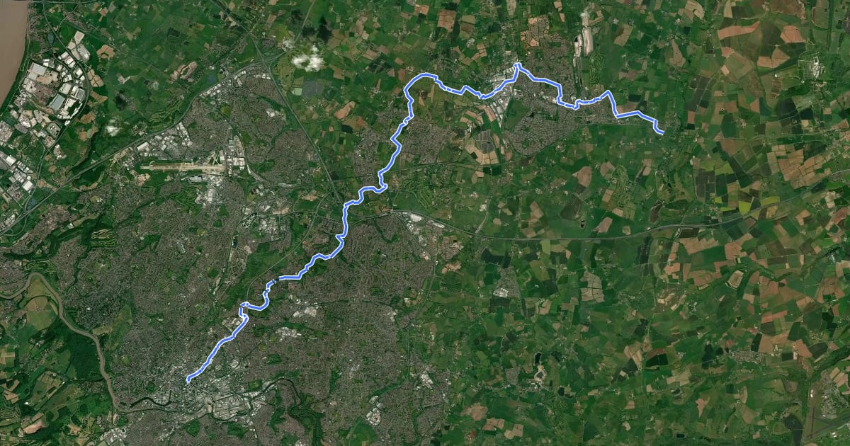 Маршрут Frome Valley Walkway на спутниковом снимке