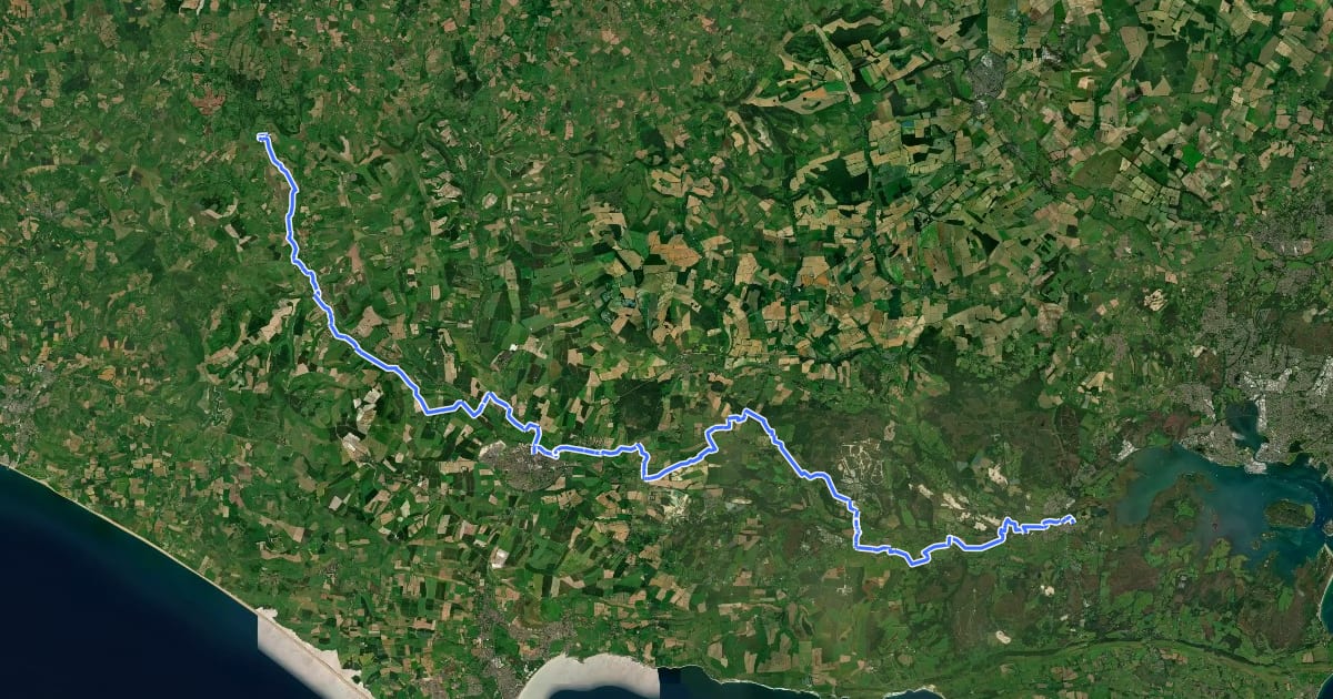 Маршрут Frome Valley Way на спутниковом снимке