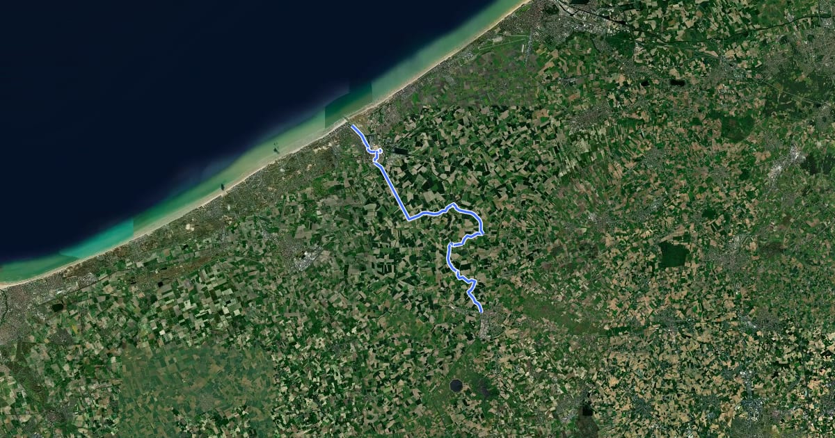 Маршрут Frontroute 14-18 - 2 - Nieuwpoort - Diksmuide на спутниковом снимке