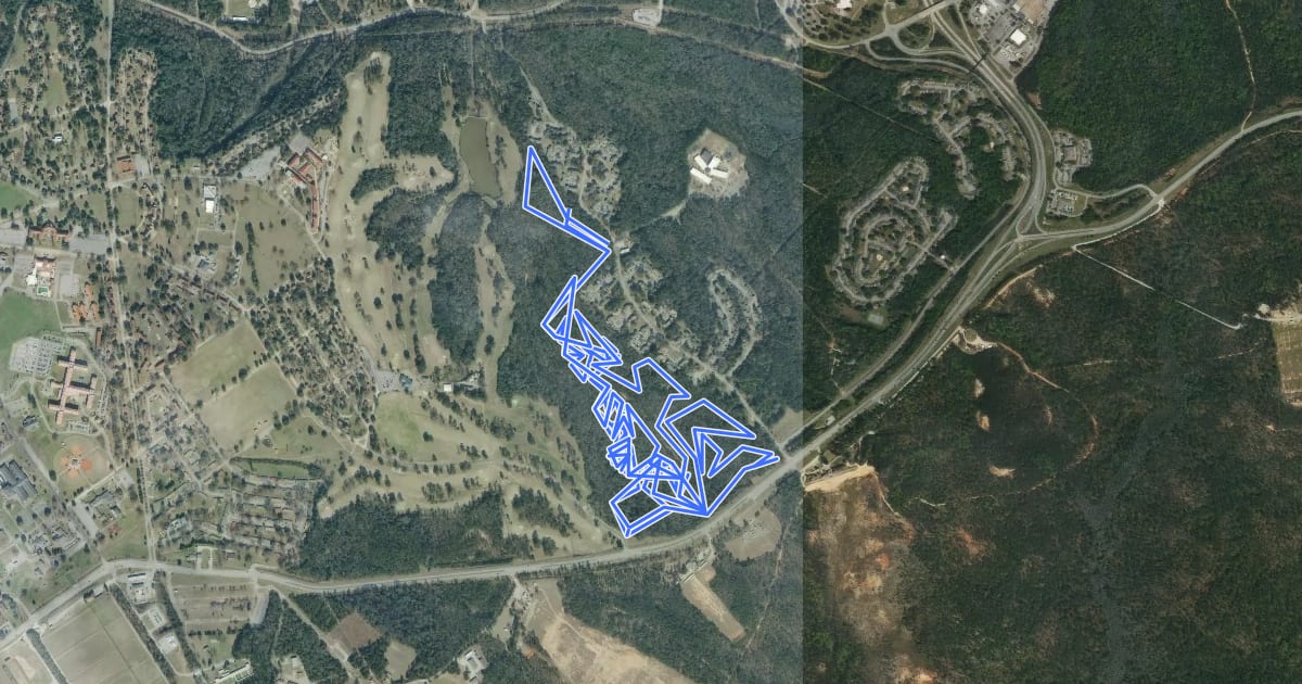 Маршрут Ft. Moore MTB Trail на спутниковом снимке