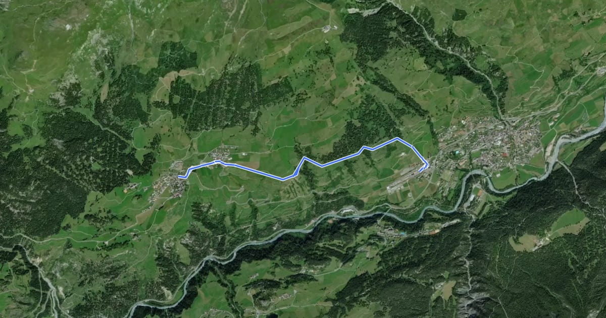 Маршрут Ftan - Scuol на спутниковом снимке