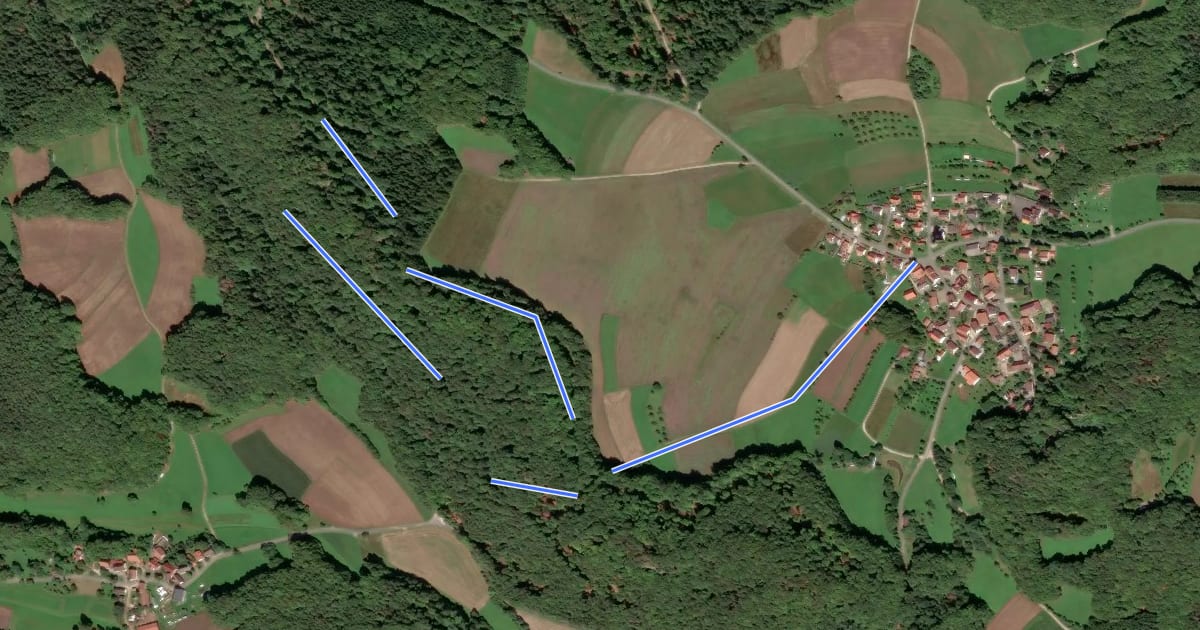 Маршрут Fuchsweg um den langen Berg на спутниковом снимке