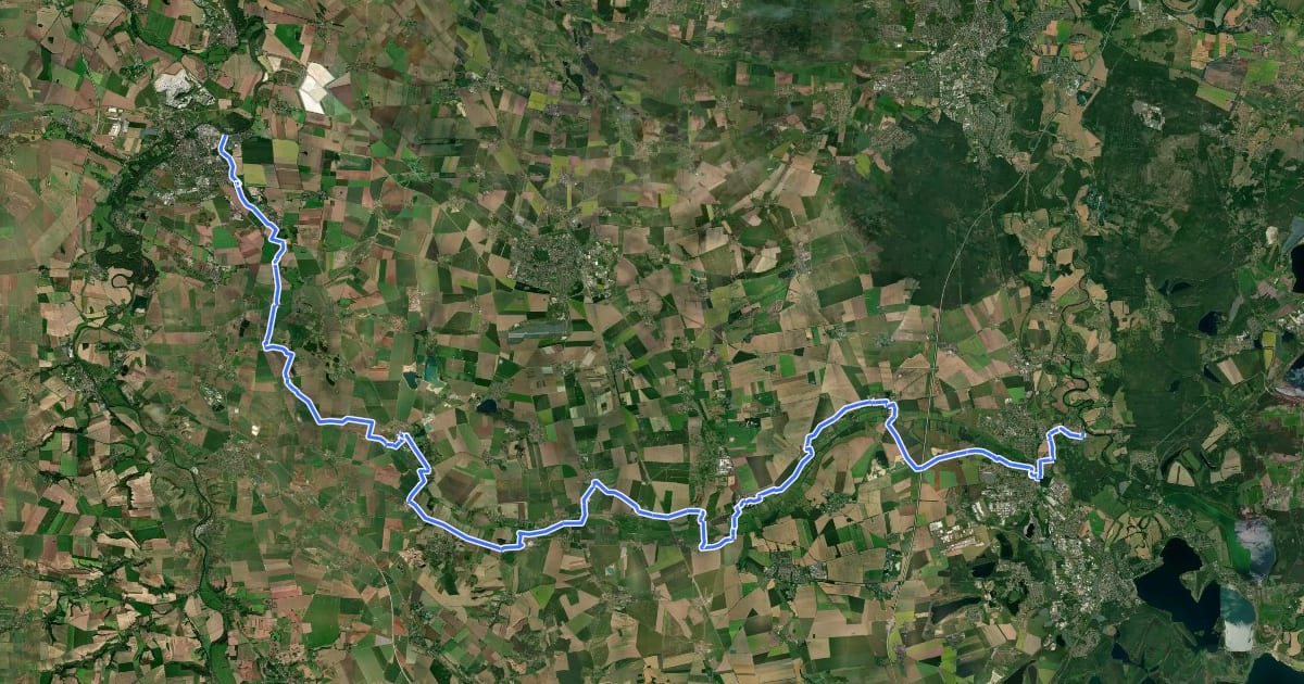 Маршрут Fuhne-Radweg на спутниковом снимке